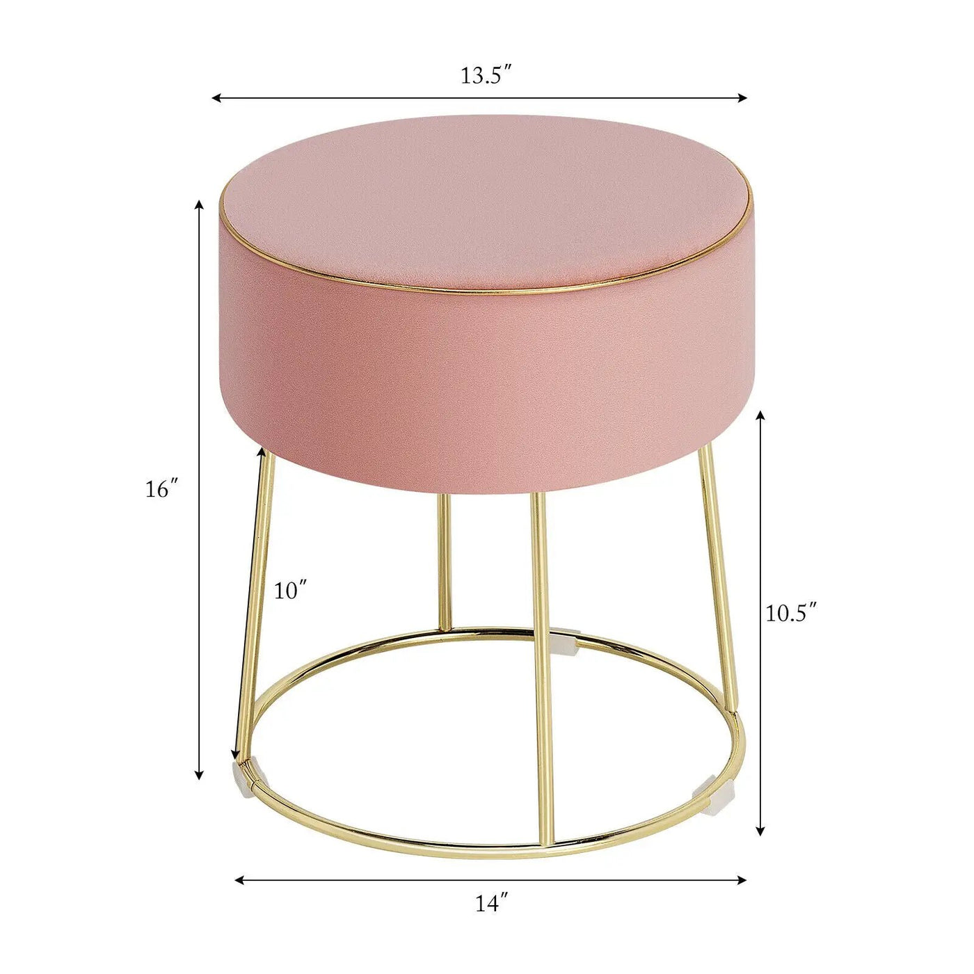 Round Velvet Footrest Stool Ottoman with Non-Slip Foot Pads for Bedside by DirectDeals