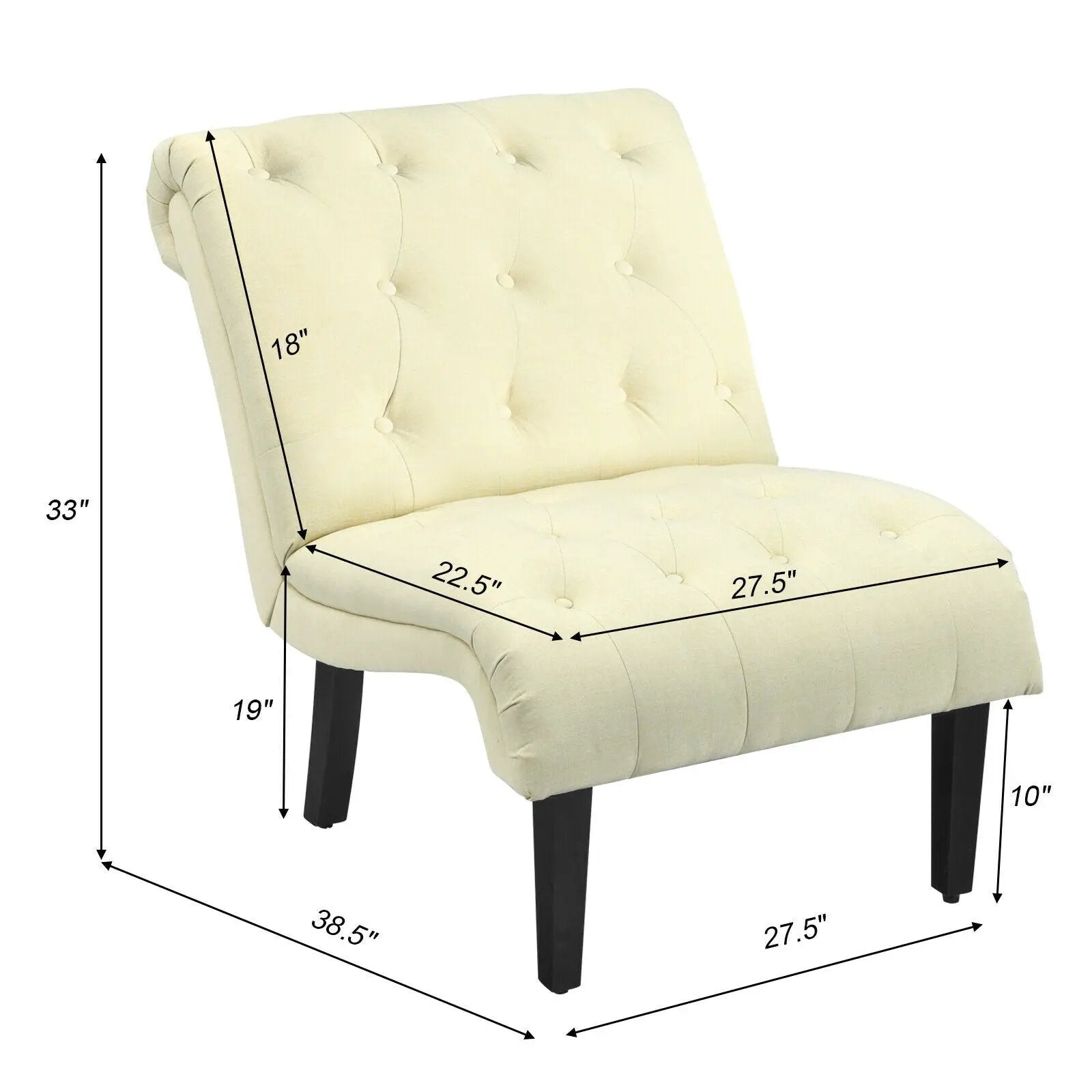Cotton Linen Fabric Armless Accent Chair with Adjustable Foot Pads by DirectDeals