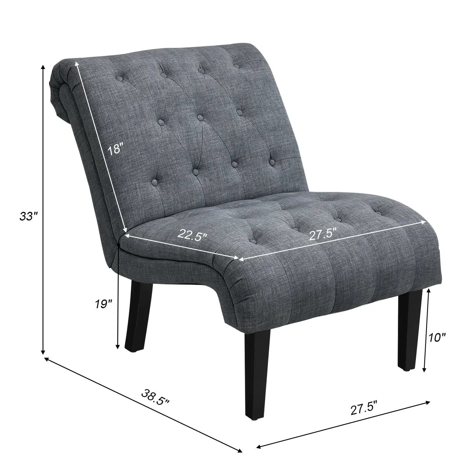 Cotton Linen Fabric Armless Accent Chair with Adjustable Foot Pads by DirectDeals