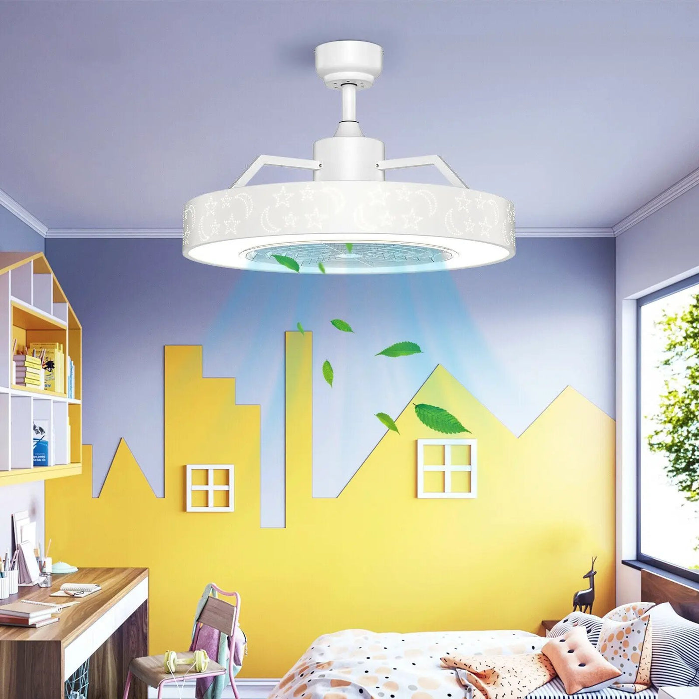 23 Inch Ceiling Fan with LED Light and Remote Control by DirectDeals