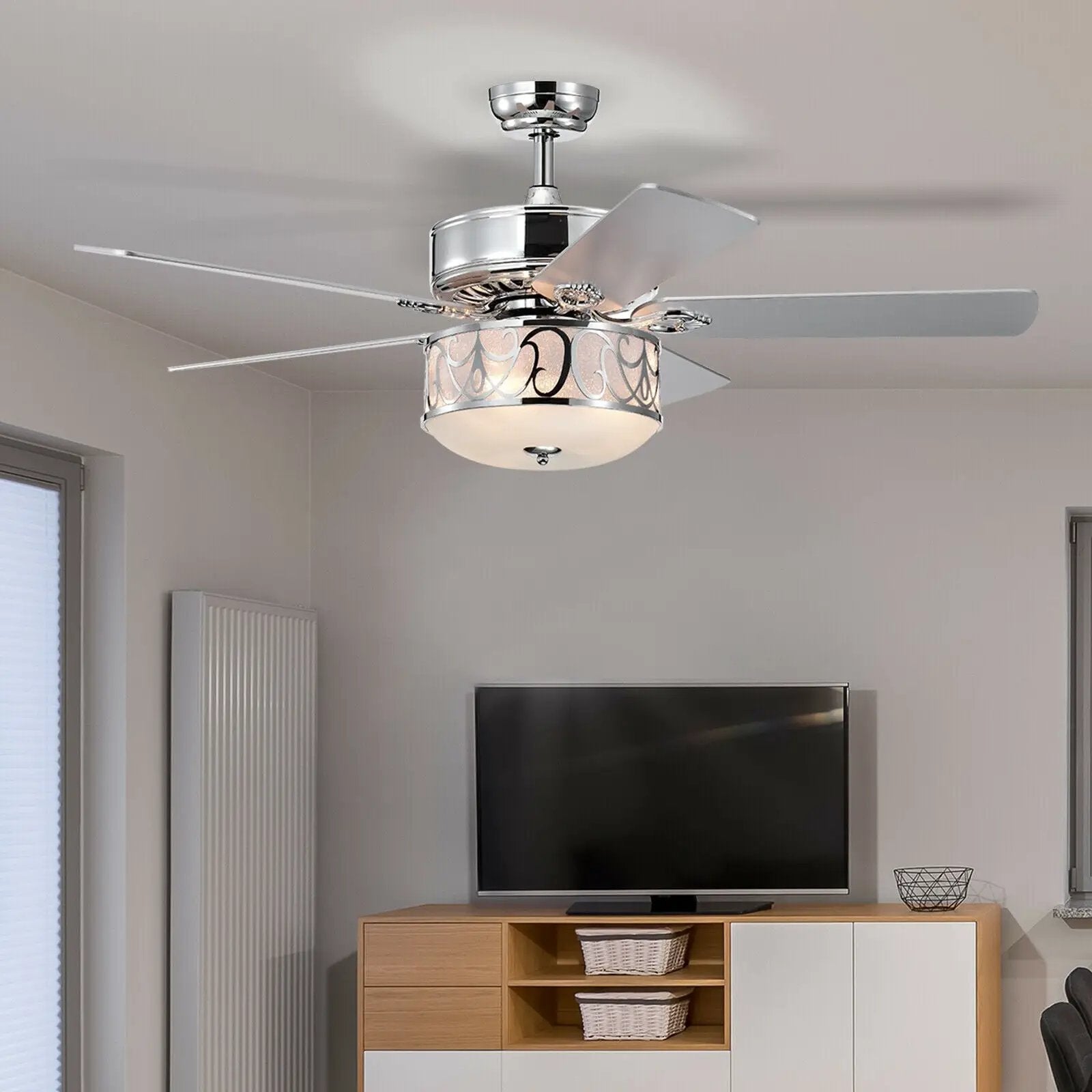 52 Inch Ceiling Fan with Light Reversible Blade and Adjustable Speed by DirectDeals
