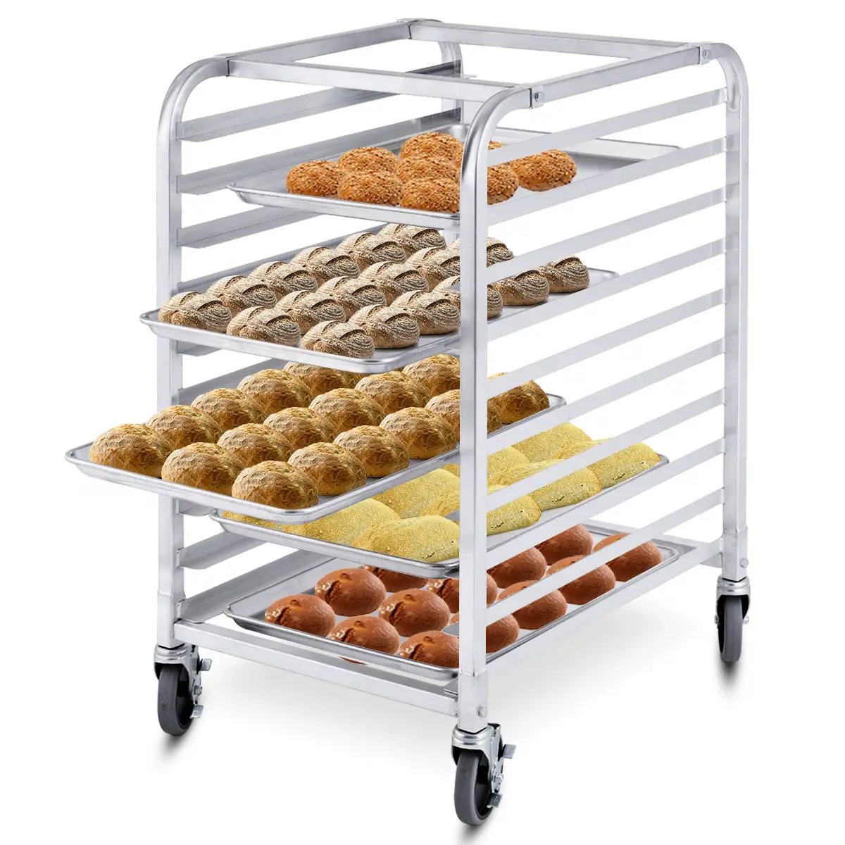 10 Sheets Aluminum Rolling Bakery Pan Rack by DirectDeals