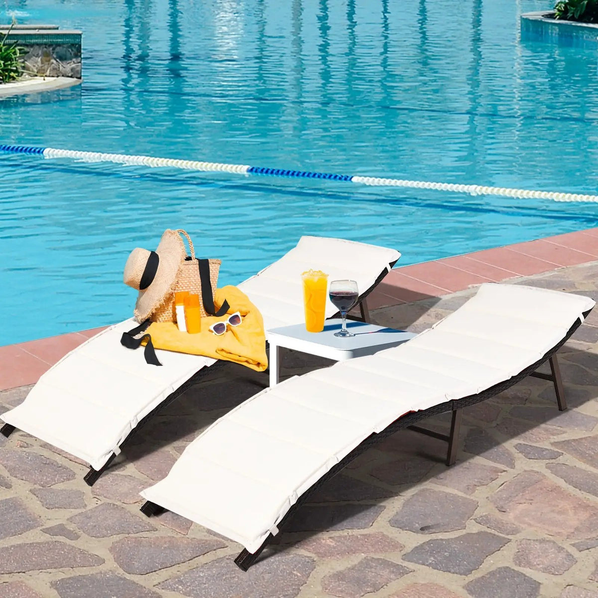 2Pcs Folding Patio Lounger Chair by DirectDeals