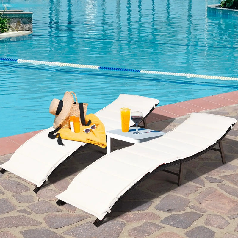 2Pcs Folding Patio Lounger Chair by DirectDeals