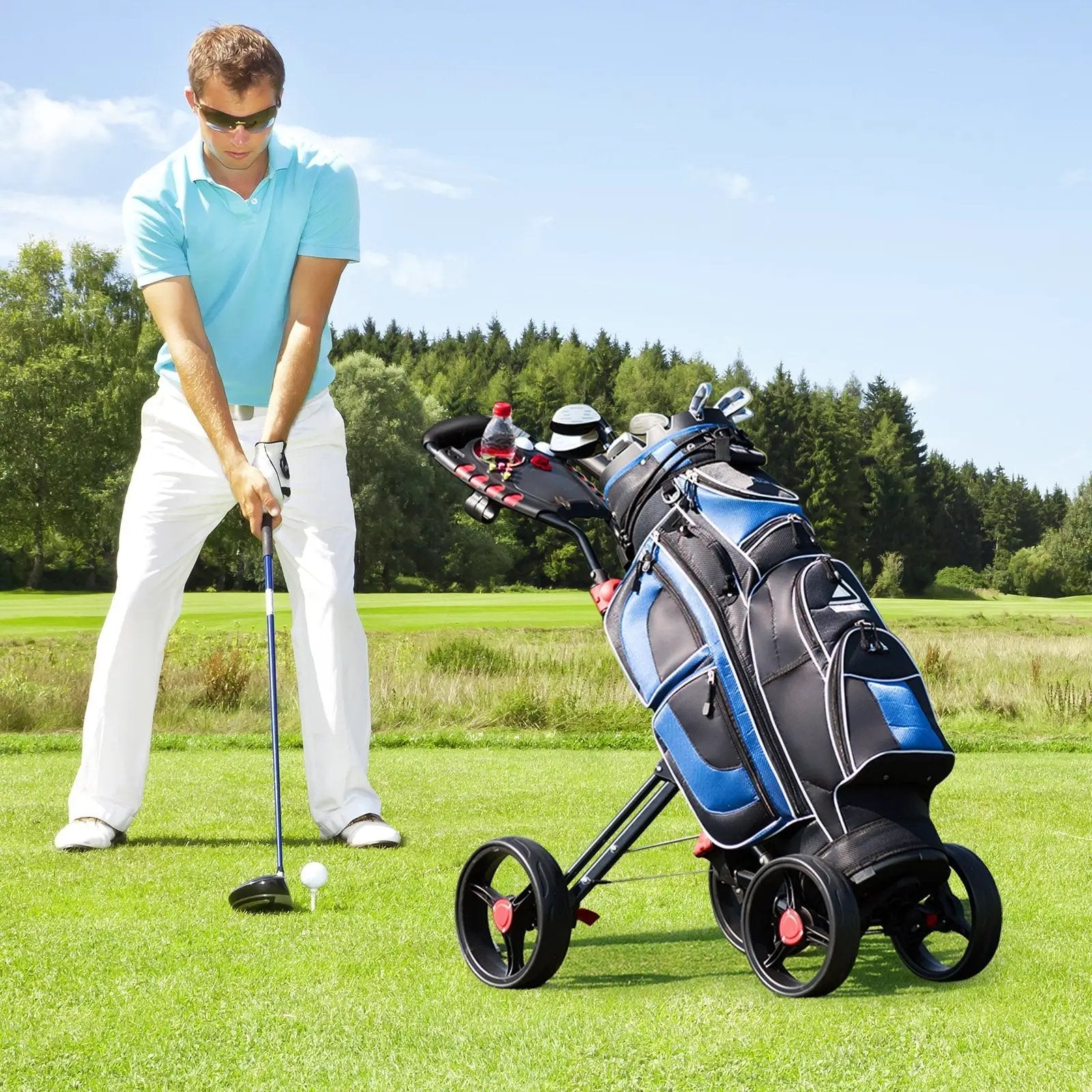 4 Wheel Folding Golf Pull Push Cart Trolley by DirectDeals