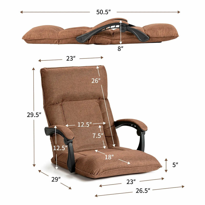 14-Position Adjusting Lazy Sofa Chair with Waist Pillow and Armrests by DirectDeals