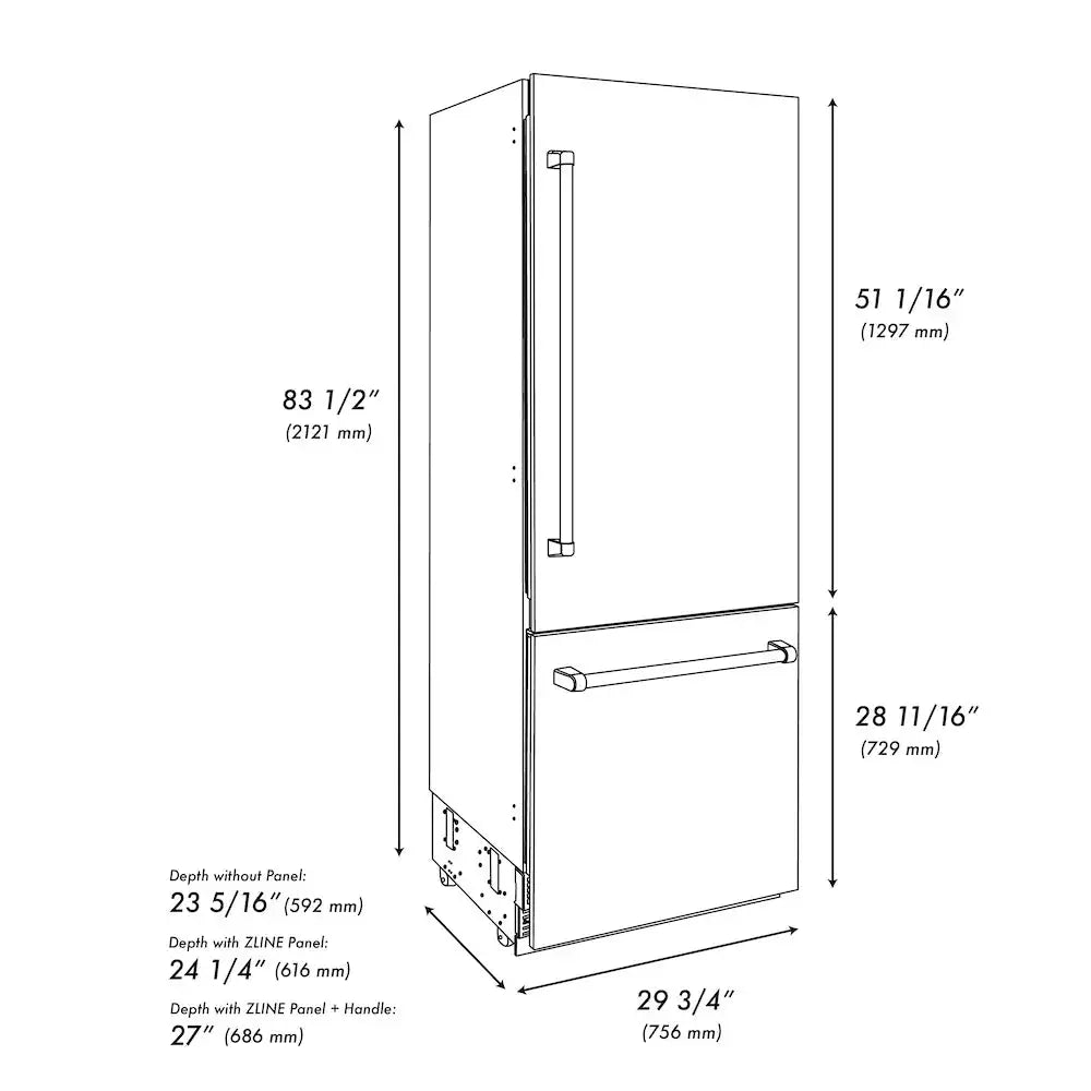 ZLINE Autograph Edition French Door Refrigerator, Internal Water, Ice Dispenser, White Matte, Champagne Bronze Accents RBIVZ-WM by Farmhouse Kitchen and Bath