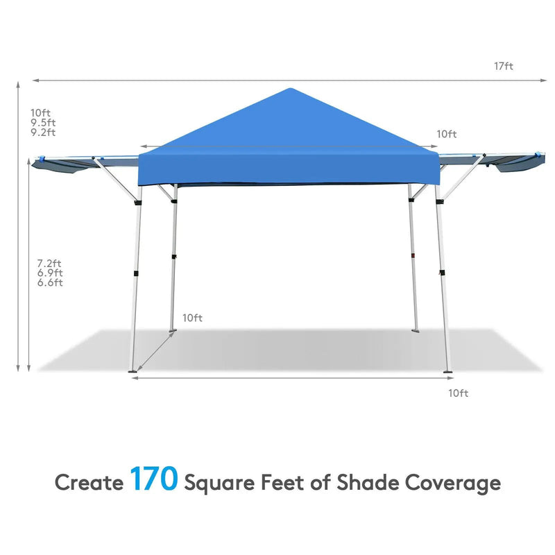 17 Feet x 10 Feet Foldable Pop Up Canopy with Adjustable Instant Sun Shelter by DirectDeals