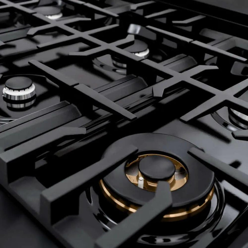 ZLINE 48" Dual Fuel Range, Gas Cooktop, Electric Convection Oven Black Stainless Steel, CDRB-48 by Farmhouse Kitchen and Bath