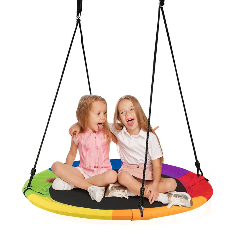 40 Inch 770 lbs Flying Saucer Tree Swing Kids Gift with 2 Tree Hanging Straps-Multicolor by DirectDeals