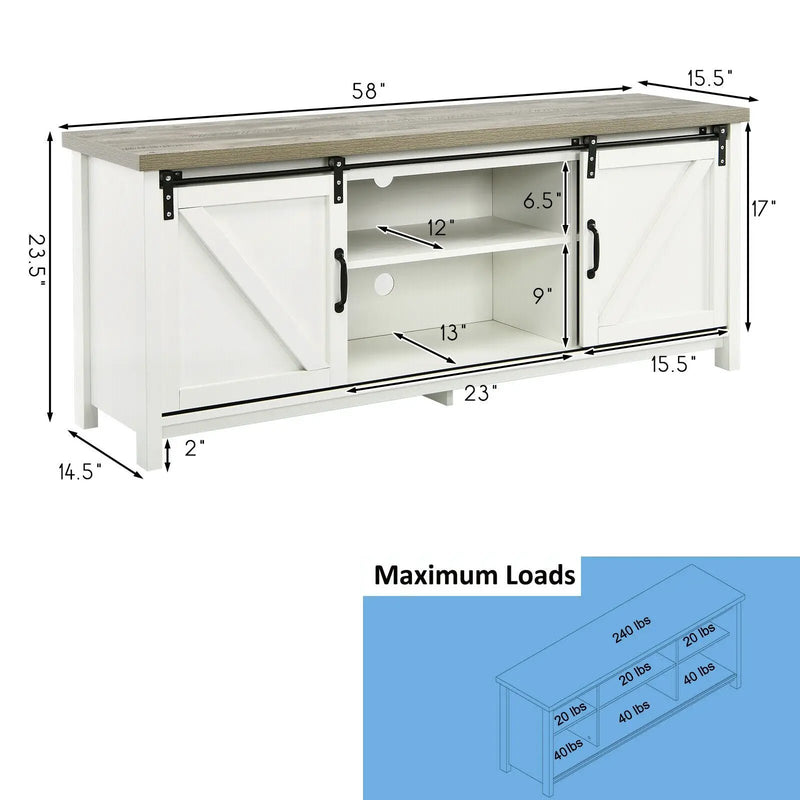 TV Stand Media Center Console Cabinet with Sliding Barn Door by DirectDeals