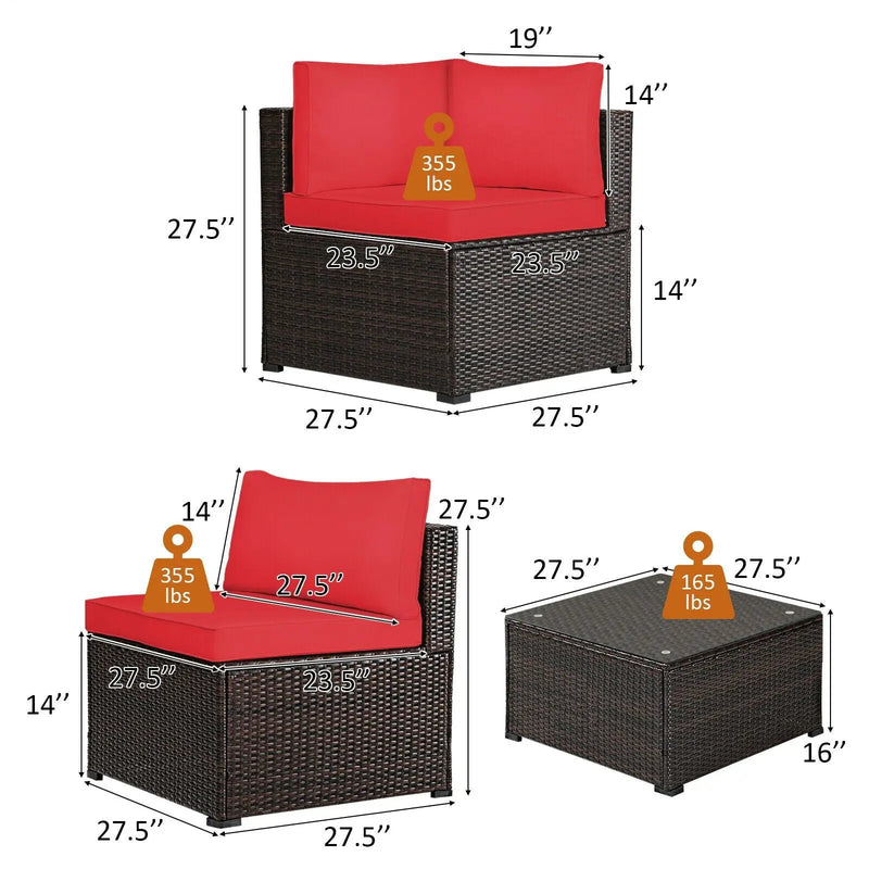 6 Pieces Patio Furniture Sofa Set with Cushions for Outdoor by DirectDeals