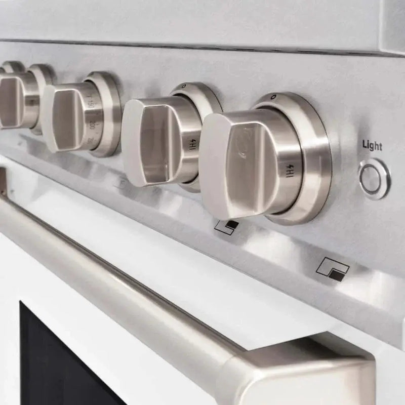 ZLINE 36"Classic Gas Range, Convection Gas Oven, DuraSnow® Stainless Steel, White Matte Door CGRS-WM-36 by Farmhouse Kitchen and Bath