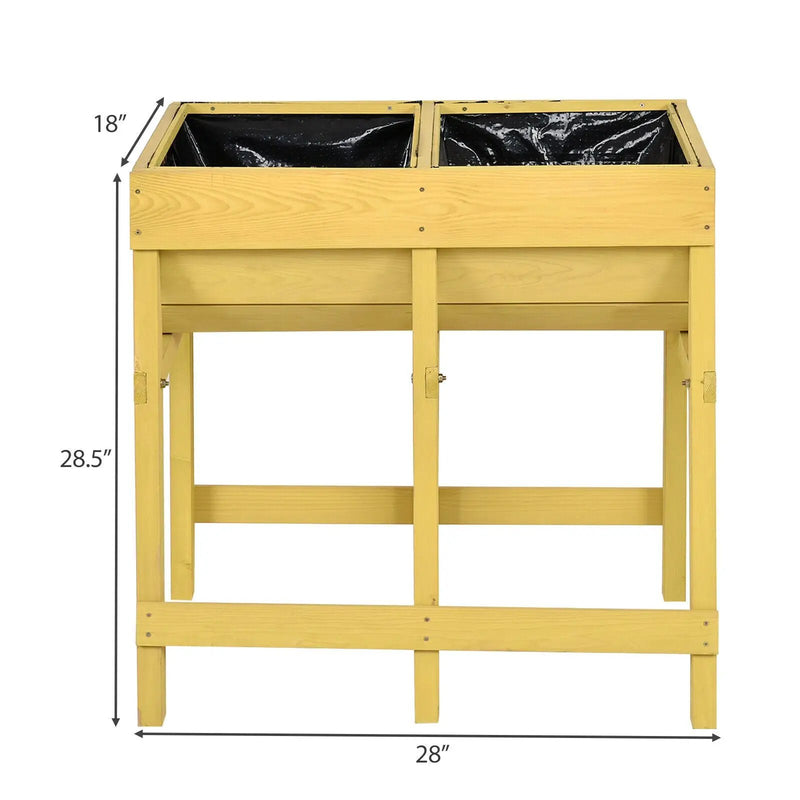 Raised Wooden Planter Vegetable Flower Bed with Liner by DirectDeals