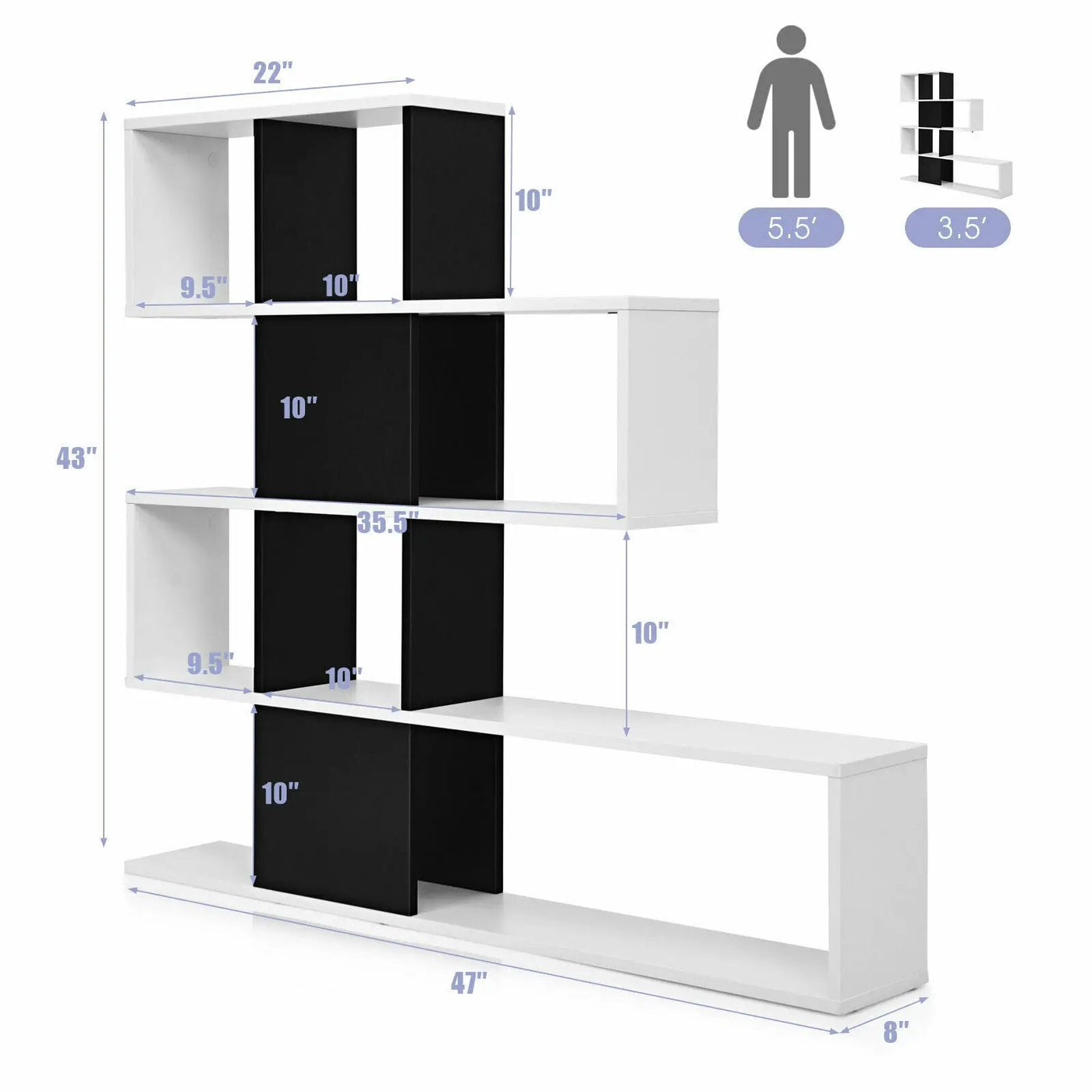 5-Tier Bookshelf Corner Ladder Bookcase with Storage Rack by DirectDeals