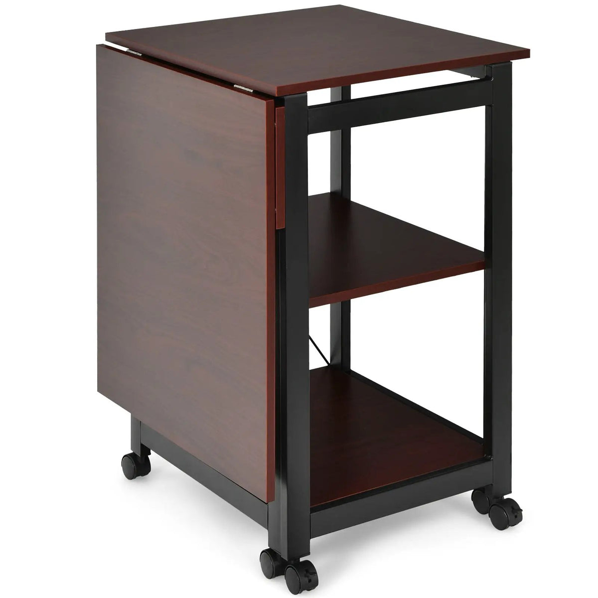 Rolling Folding Computer Desk with Storage Shelves by DirectDeals