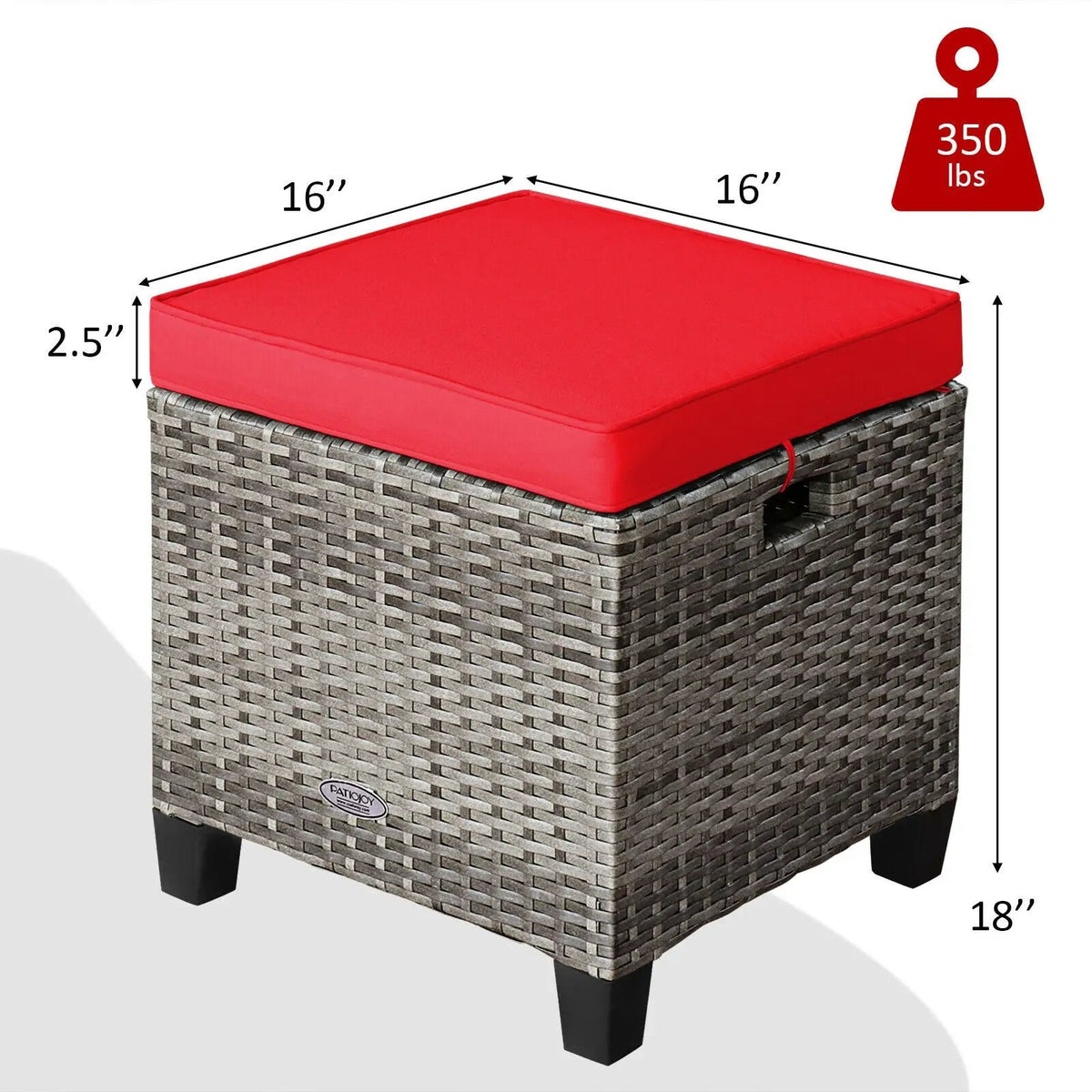 2 Pieces Patio Rattan Ottoman Seat with Removable Cushions-Navy by DirectDeals