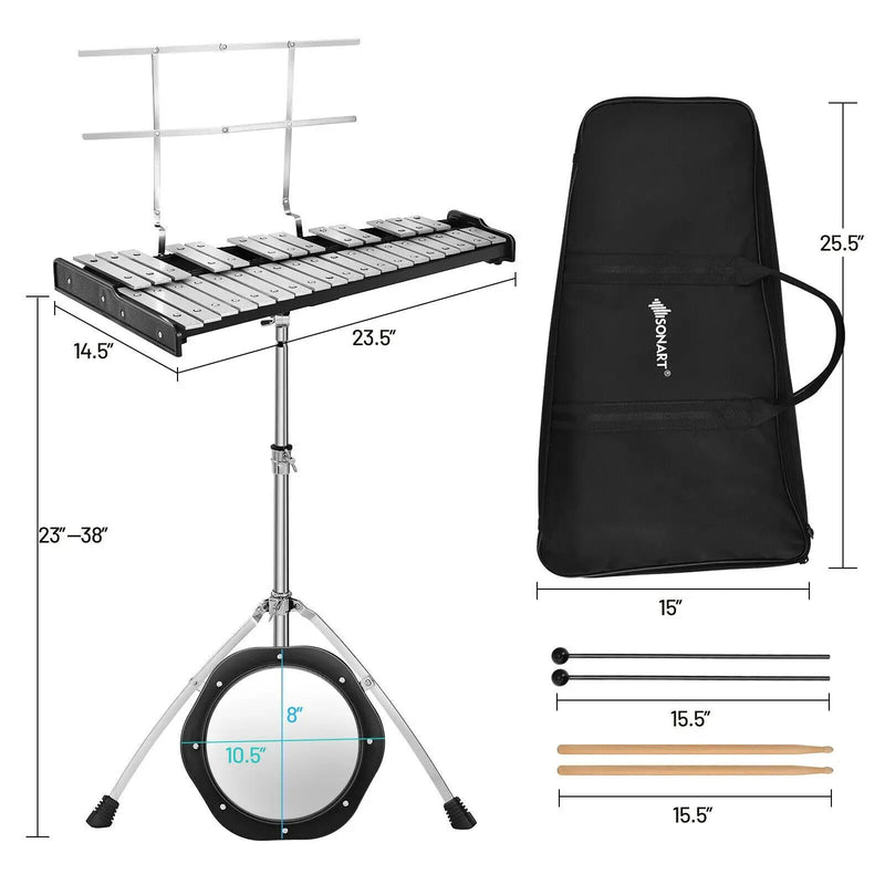 32 Note Glockenspiel Xylophone Percussion Bell Kit with Adjustable Stand by DirectDeals