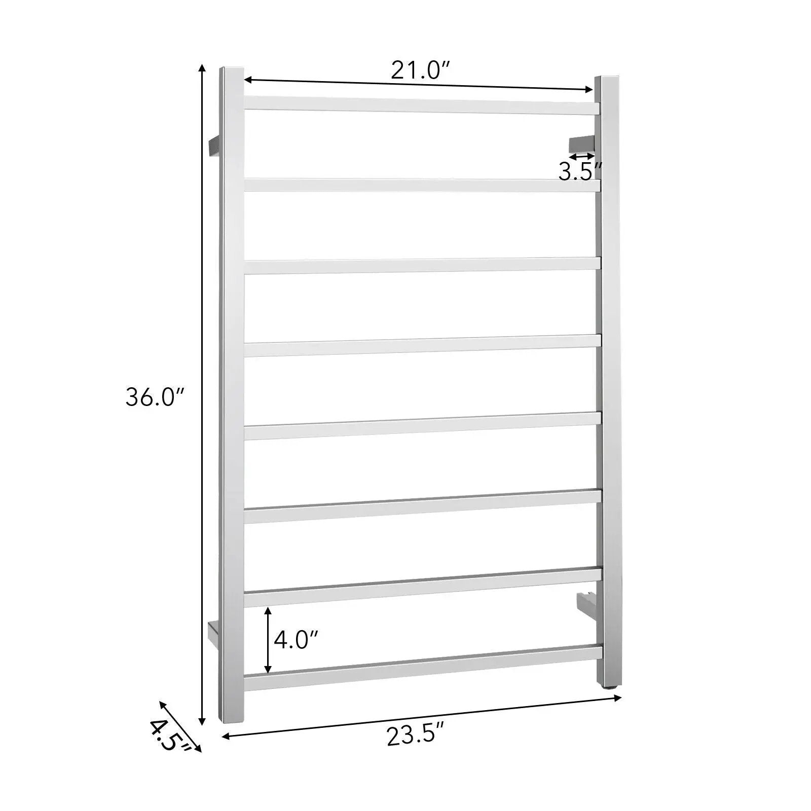 145W Electric Towel Warmer Wall Mounted Heated Drying Rack 8 Square Bars by DirectDeals