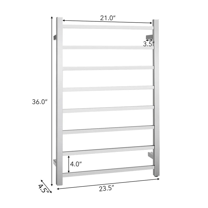 145W Electric Towel Warmer Wall Mounted Heated Drying Rack 8 Square Bars by DirectDeals