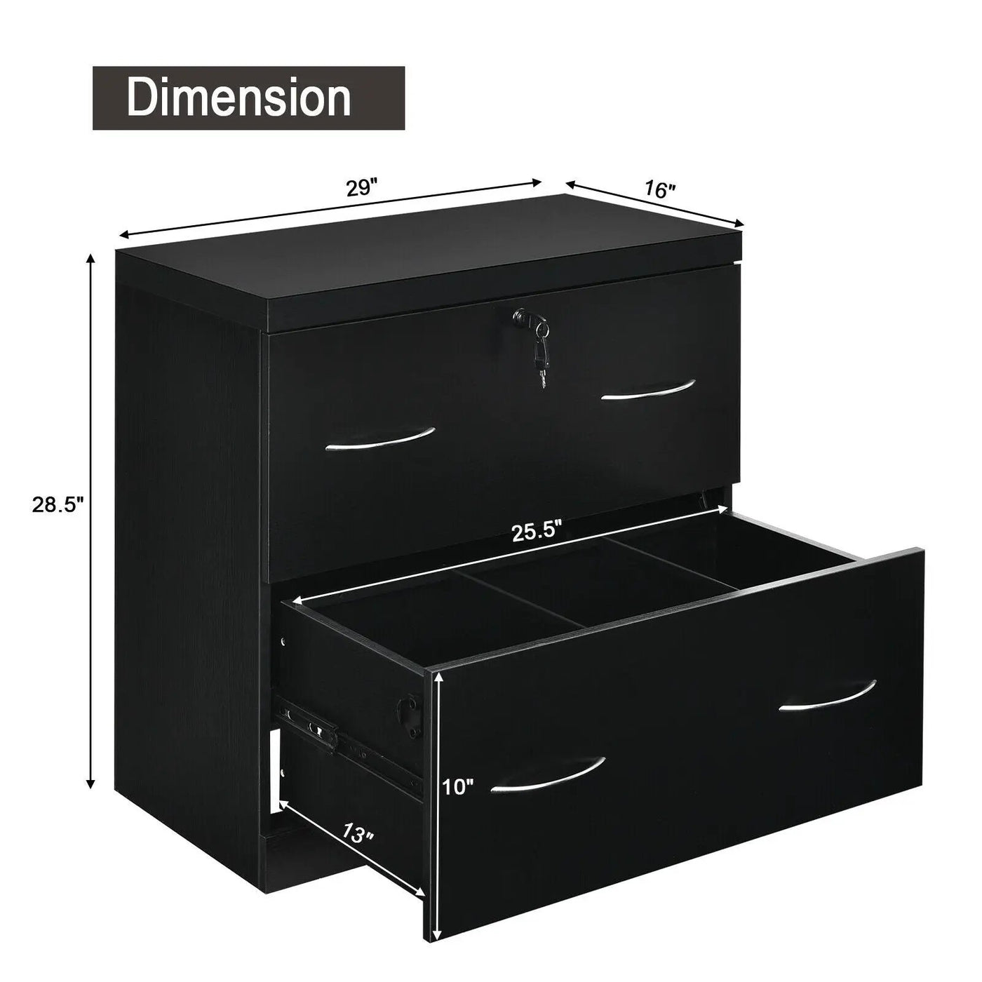 2-Drawer File Cabinet with Lock Hinging Bar Letter and Legal Size by DirectDeals