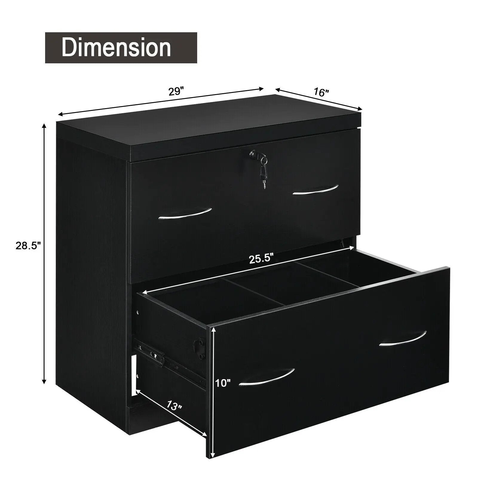 2-Drawer File Cabinet with Lock Hinging Bar Letter and Legal Size by DirectDeals