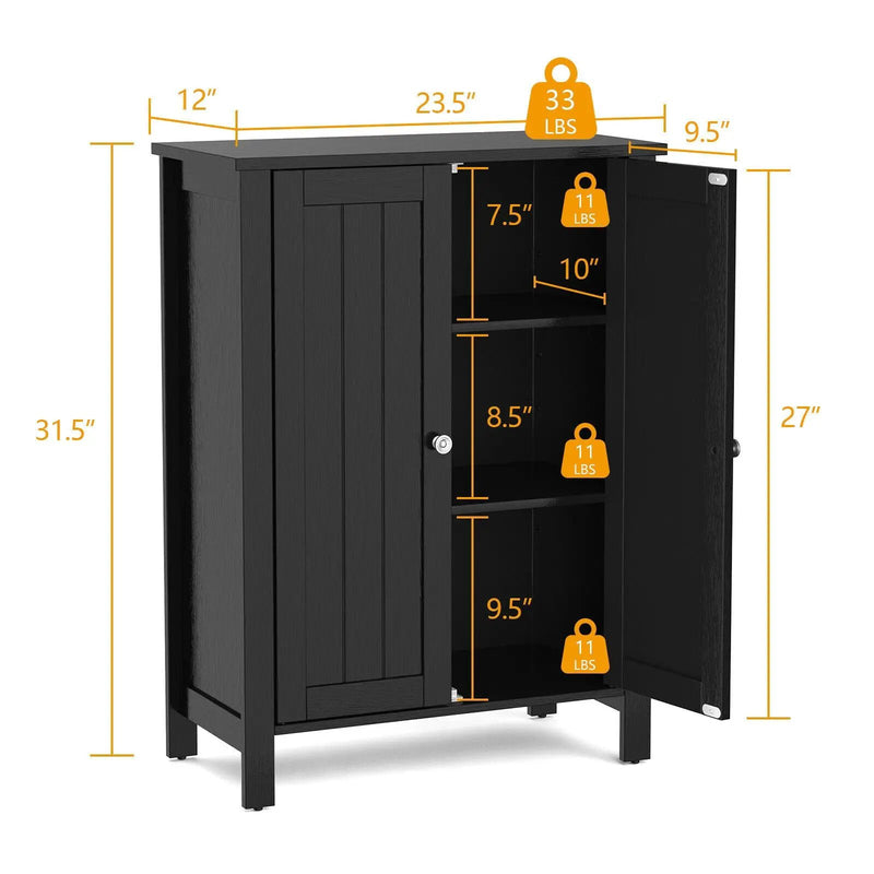 2-Door Bathroom Floor Storage Cabinet Space Saver Organizer by DirectDeals