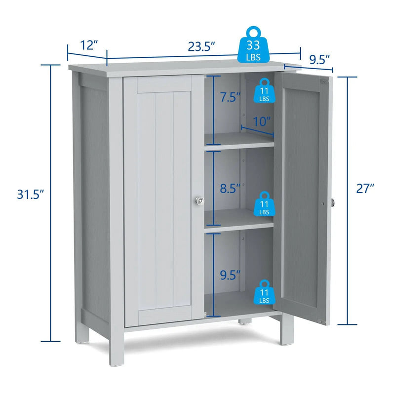 2-Door Bathroom Floor Storage Cabinet Space Saver Organizer by DirectDeals