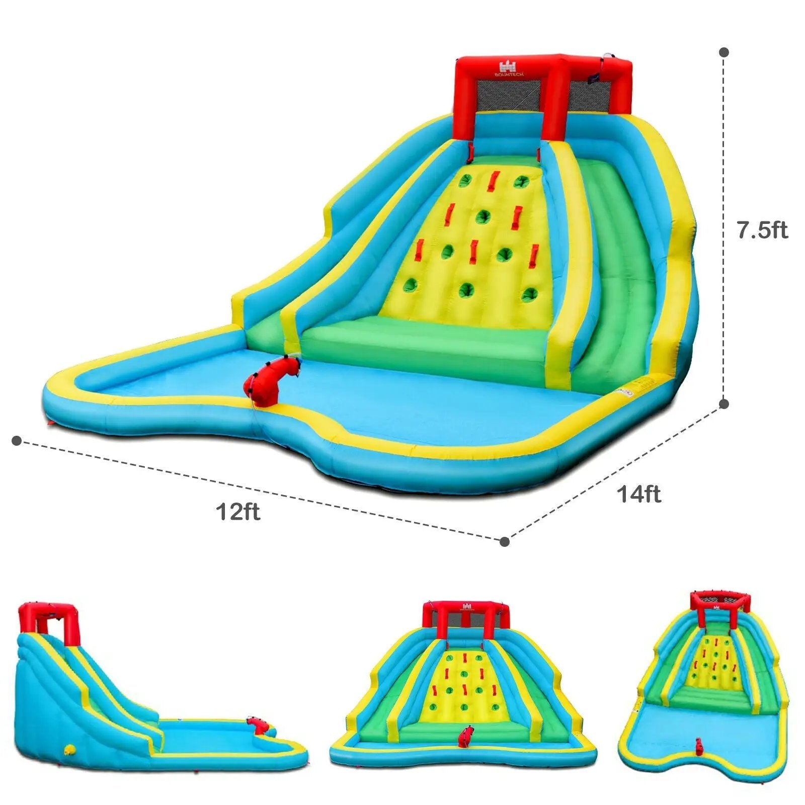 Inflatable Water Park Bounce House with Double Slide and Climbing Wall with 735W Blower by DirectDeals