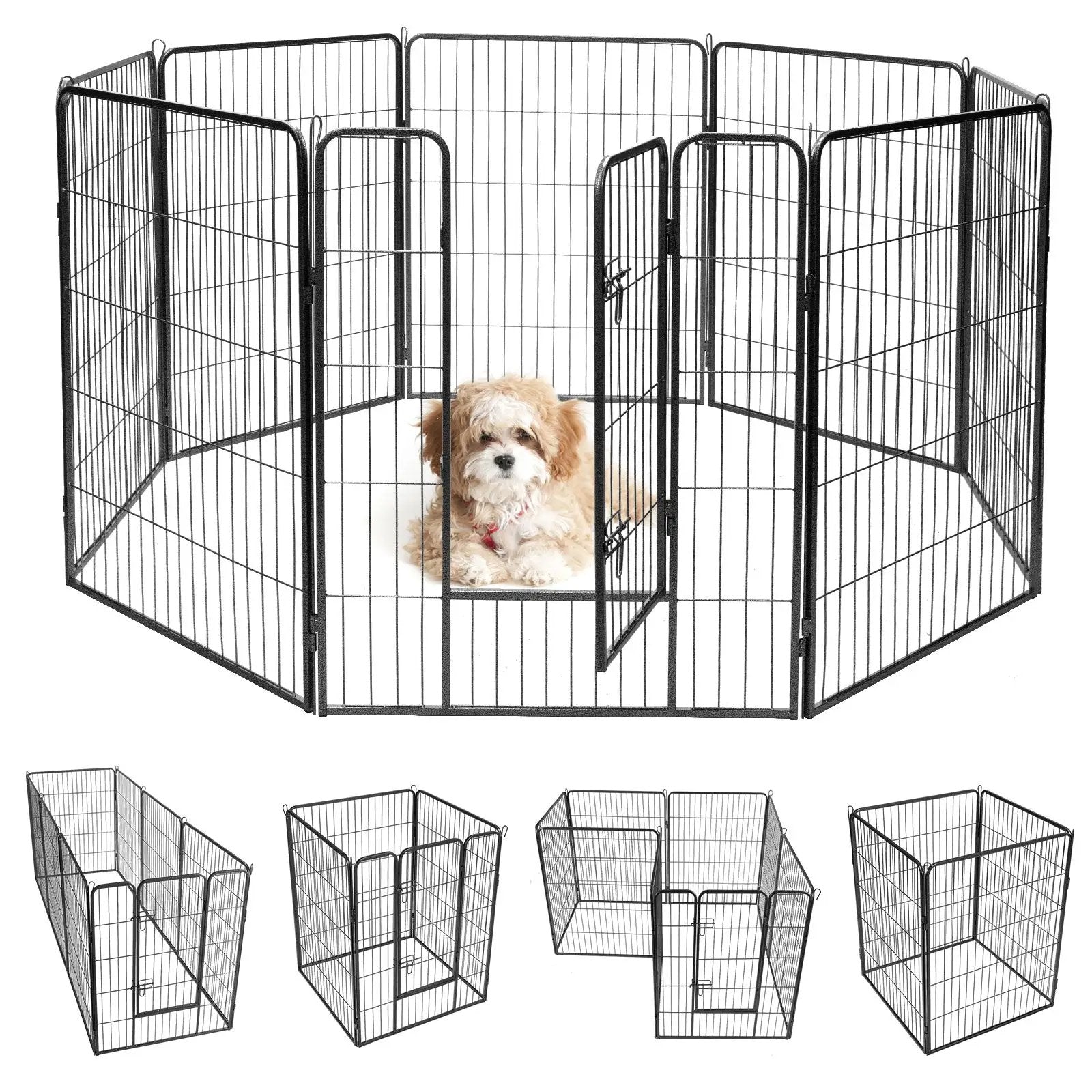 8 Metal Panel Heavy Duty Pet Playpen Dog Fence with Door by DirectDeals