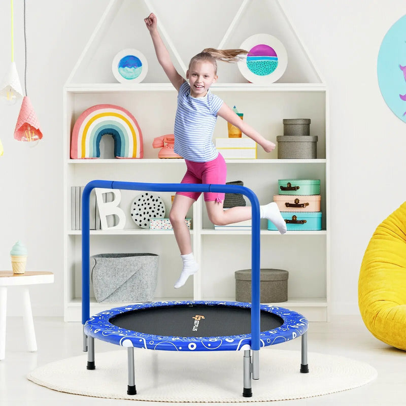 36 Inch Kids Trampoline Mini Rebounder with Full Covered Handrail by DirectDeals