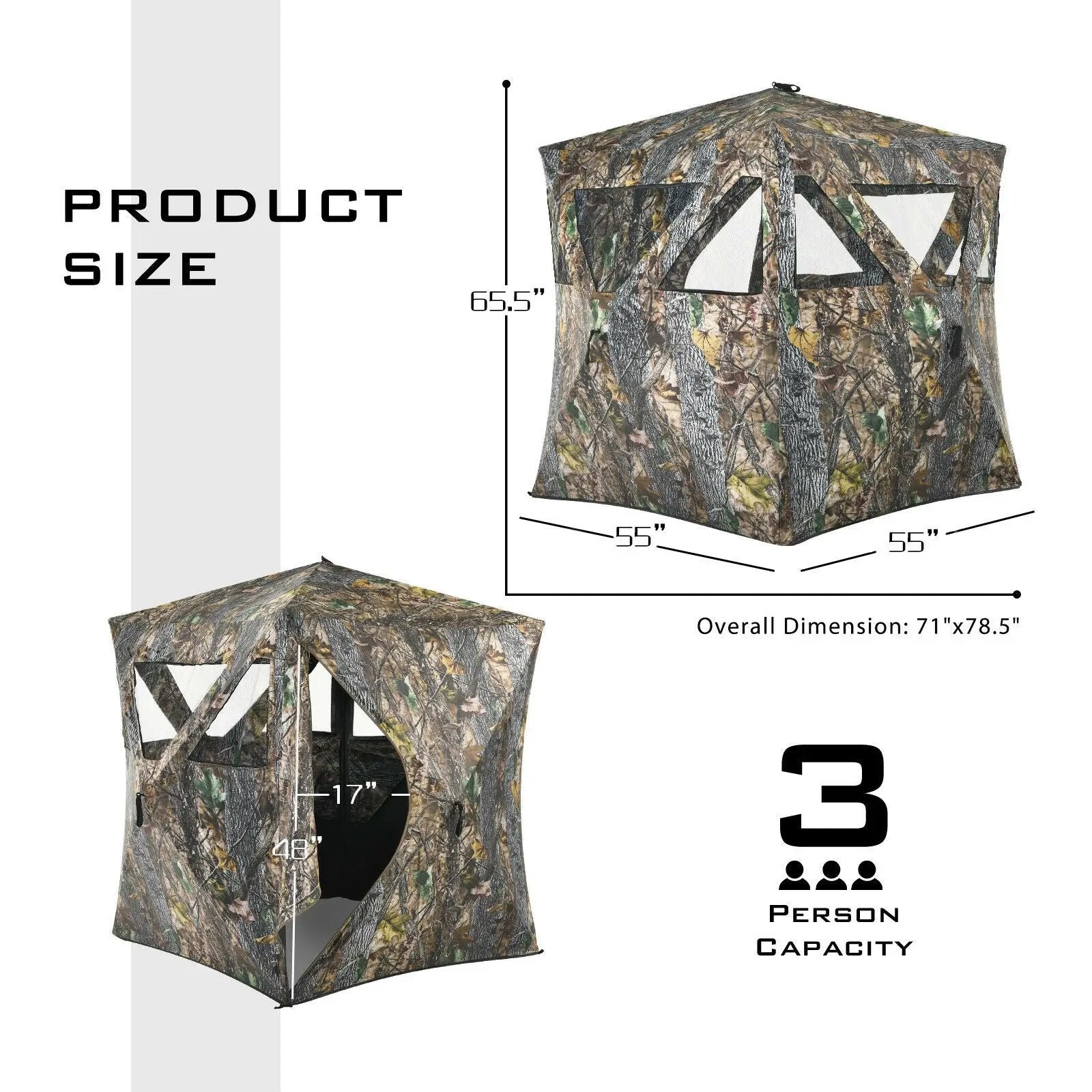 3 Person Portable Pop-Up Ground Hunting Blind with Tie-downs by DirectDeals