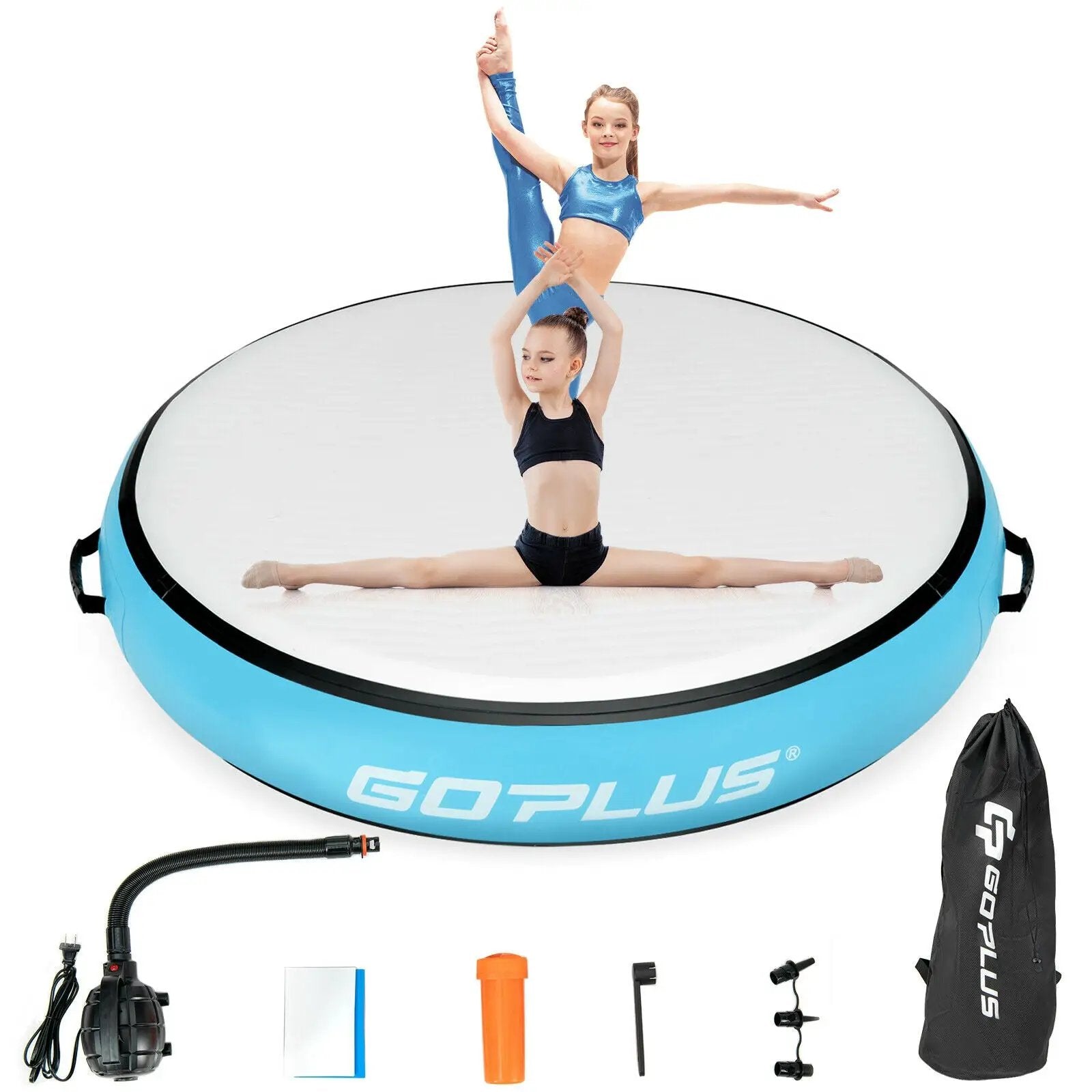 40 Inch Inflatable Round Gymnastic Mat with Electric Pump by DirectDeals