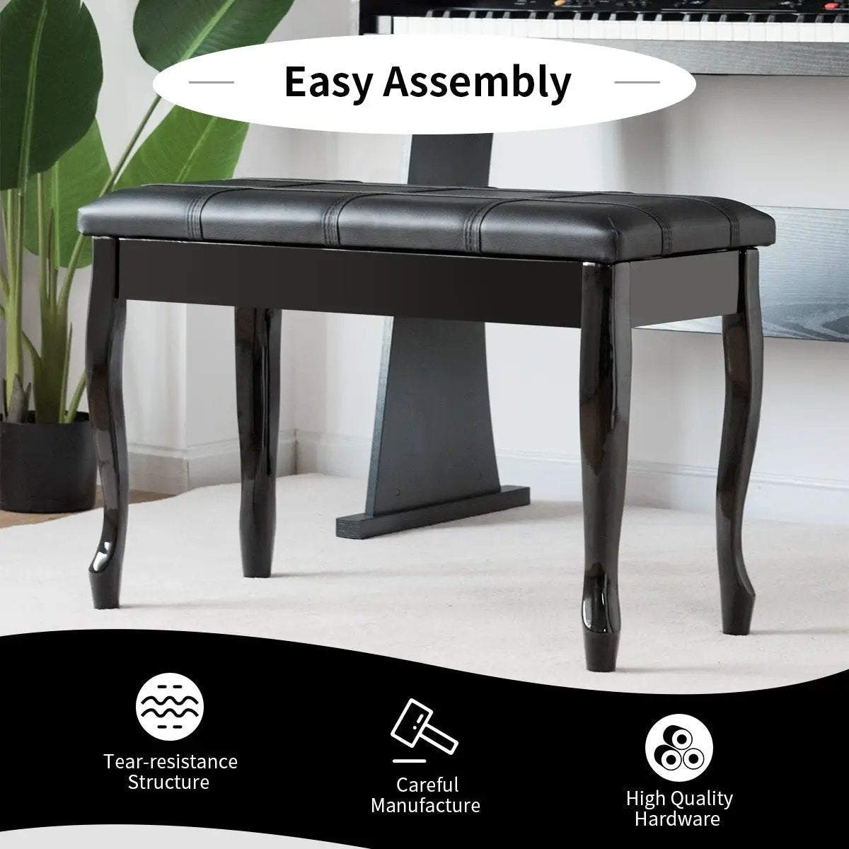 Solid Wood PU Leather Piano Bench with Storage by DirectDeals