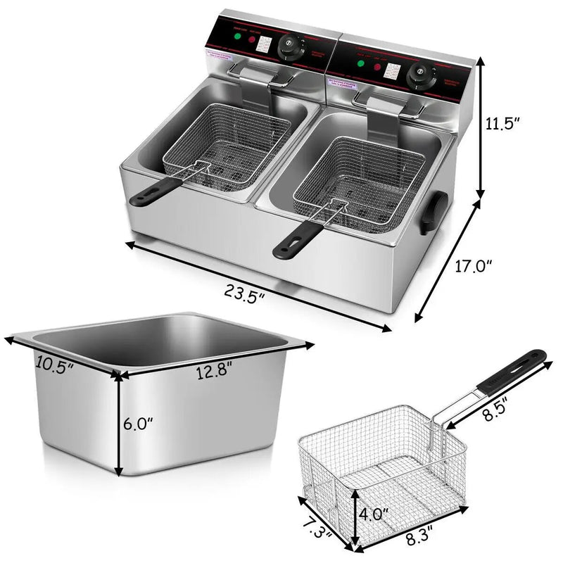 3400W Dual Tank Electric Countertop Deep Fryer by DirectDeals