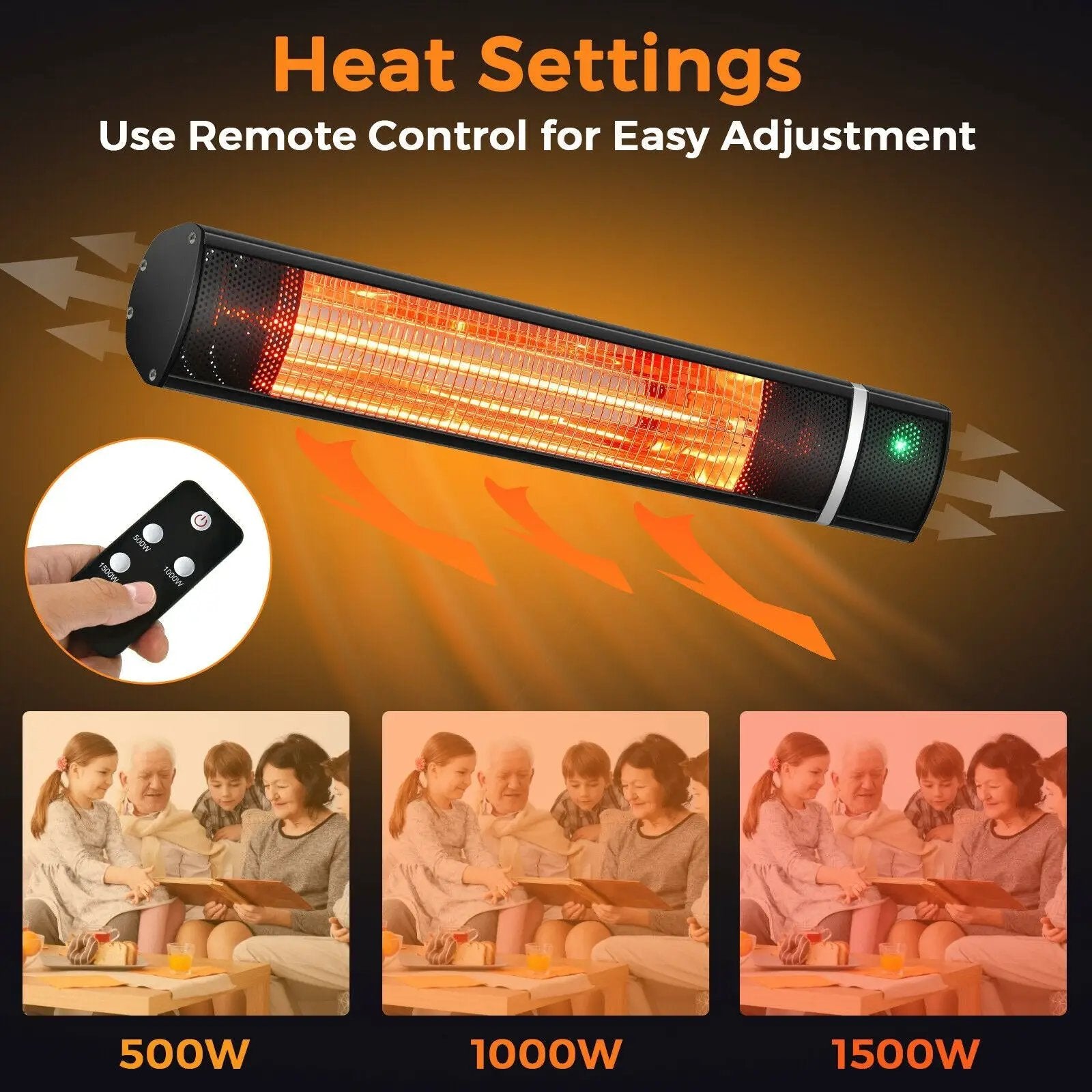 1500W Outdoor Electric Patio Heater with Remote Control by DirectDeals
