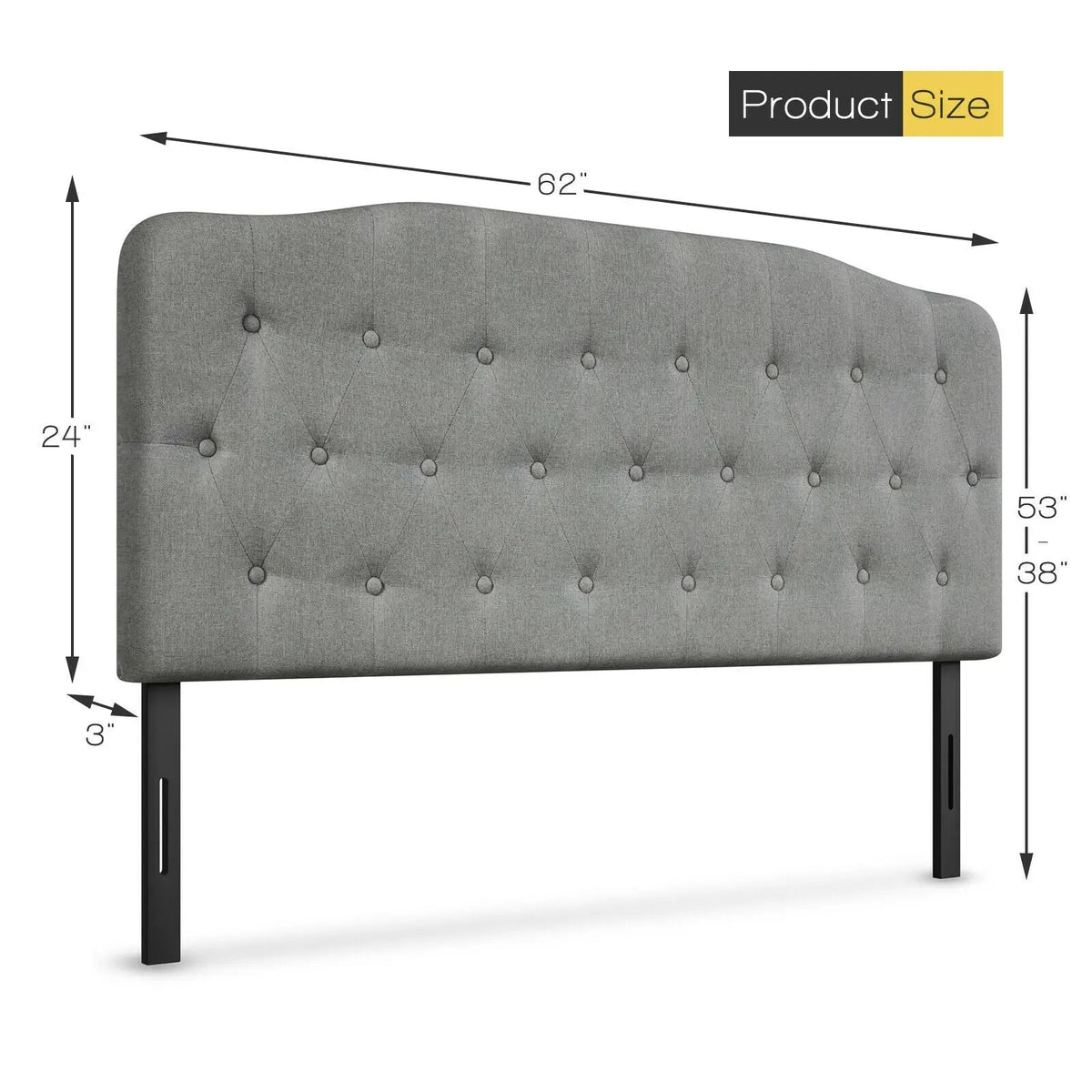 Queen Upholstered Headboard with Adjustable Heights by DirectDeals