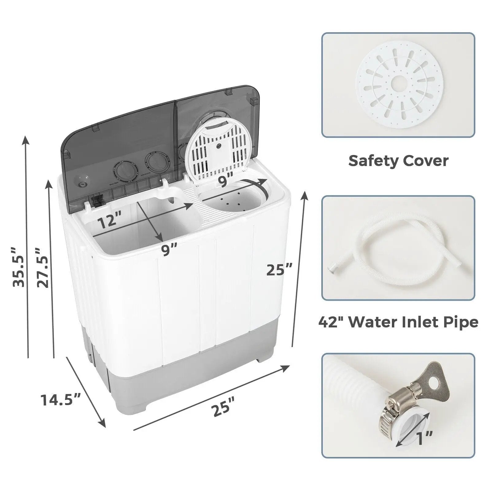 2-in-1 Portable 22lbs Capacity Washing Machine with Timer Control by DirectDeals