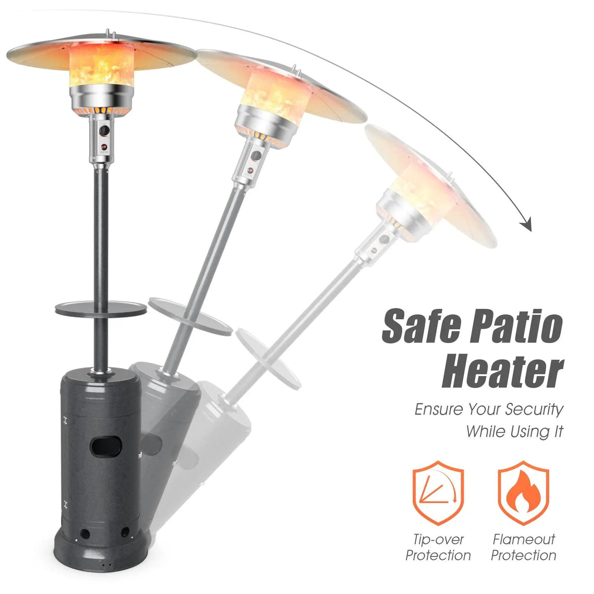 Outdoor Heater Propane Standing LP Gas Steel with Table by DirectDeals