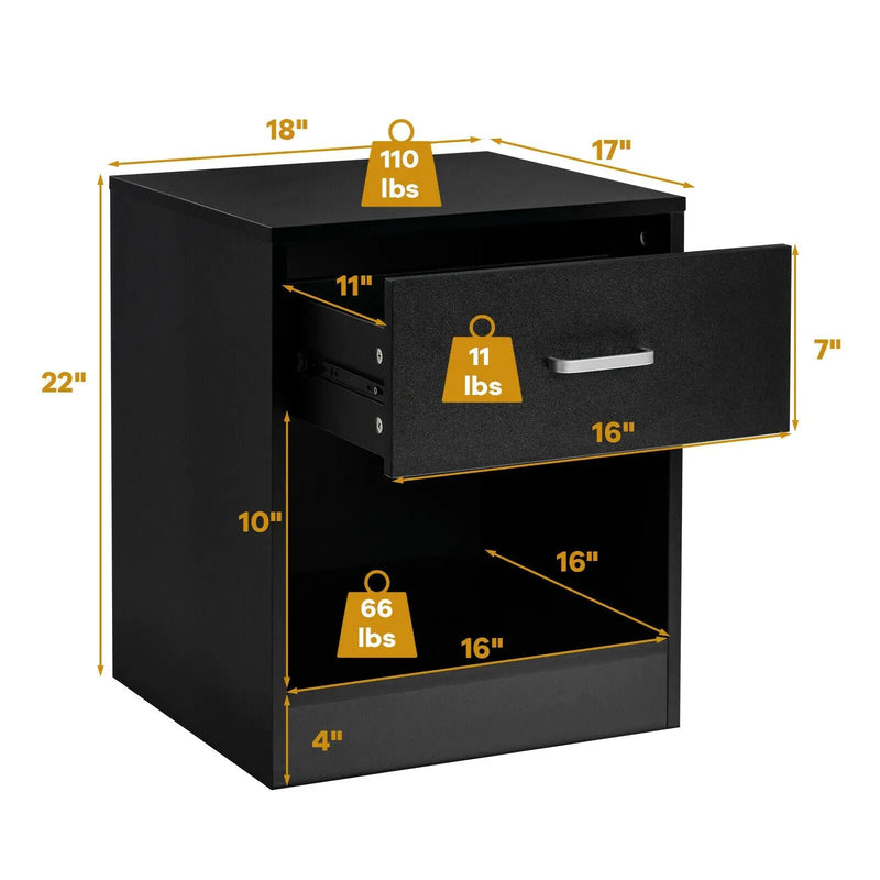 Modern Nightstand with Storage Drawer and Cabinet by DirectDeals