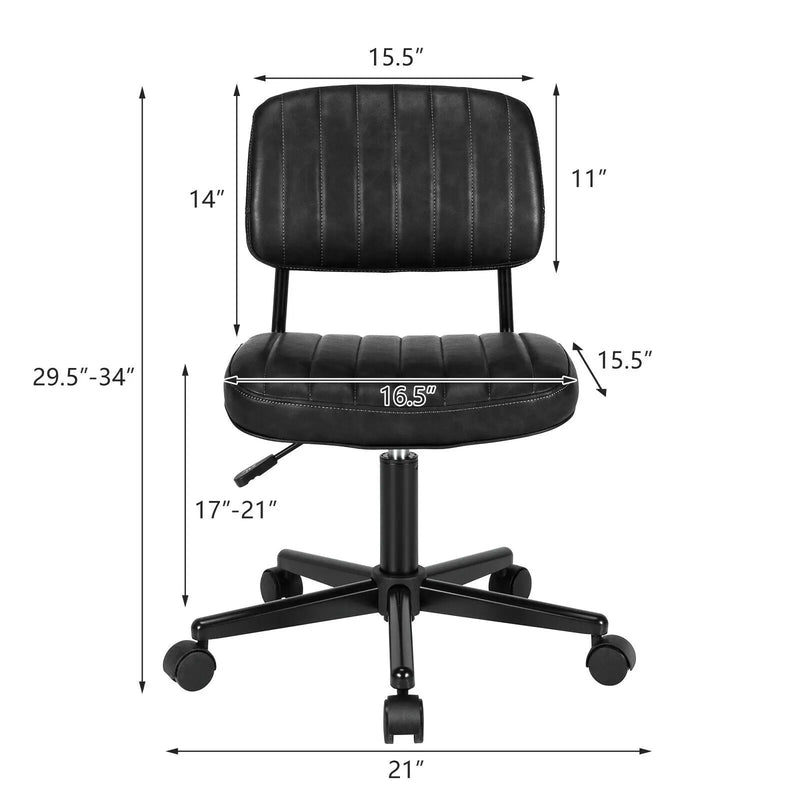 PU Leather Adjustable Office Chair Swivel Task Chair with Backrest by DirectDeals