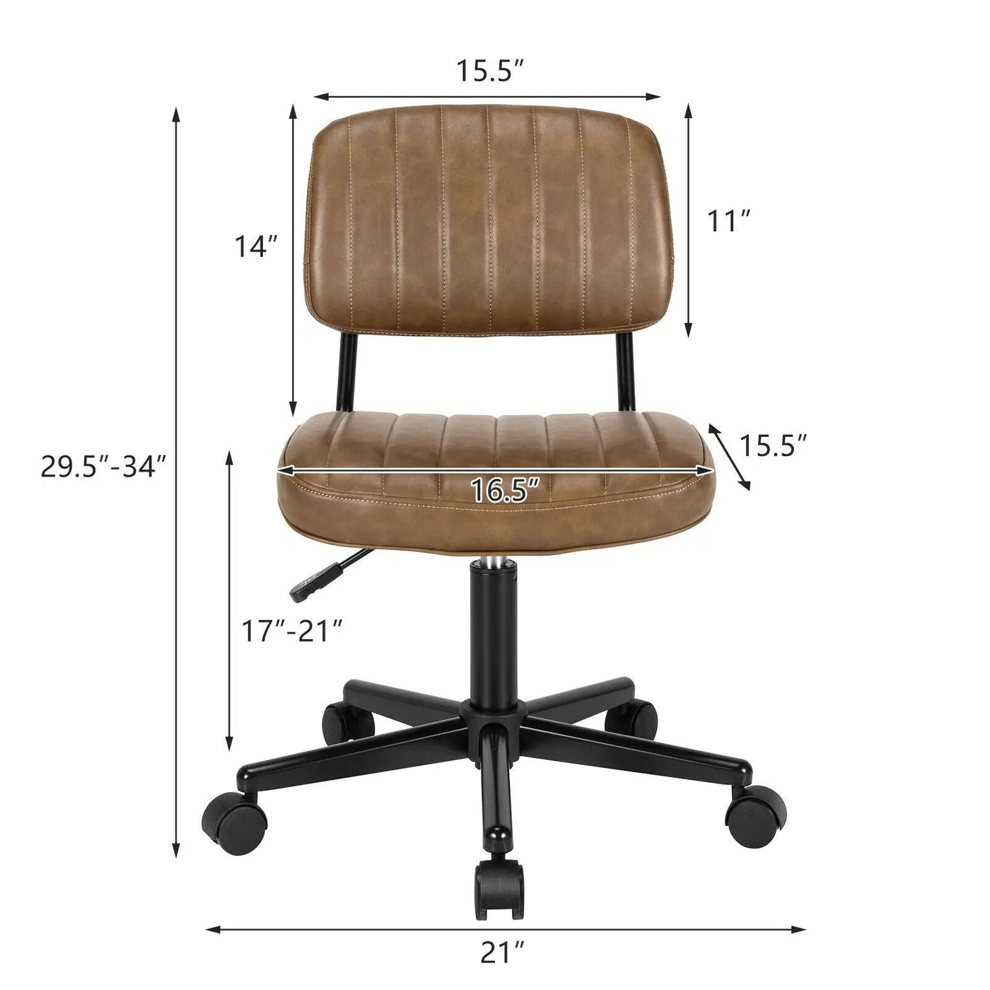 PU Leather Adjustable Office Chair Swivel Task Chair with Backrest by DirectDeals