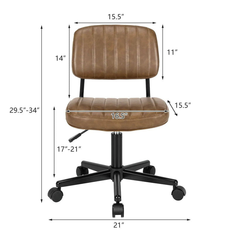 PU Leather Adjustable Office Chair Swivel Task Chair with Backrest by DirectDeals