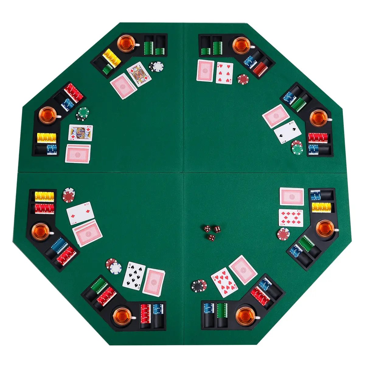 48 Inch 8 Players Octagon Fourfold Poker Table Top by DirectDeals