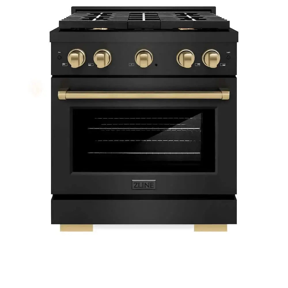 ZLINE 30"Gas Range, Convection Gas Oven, Black Champagne Bronze, SGRBZ-30-CB by Farmhouse Kitchen and Bath