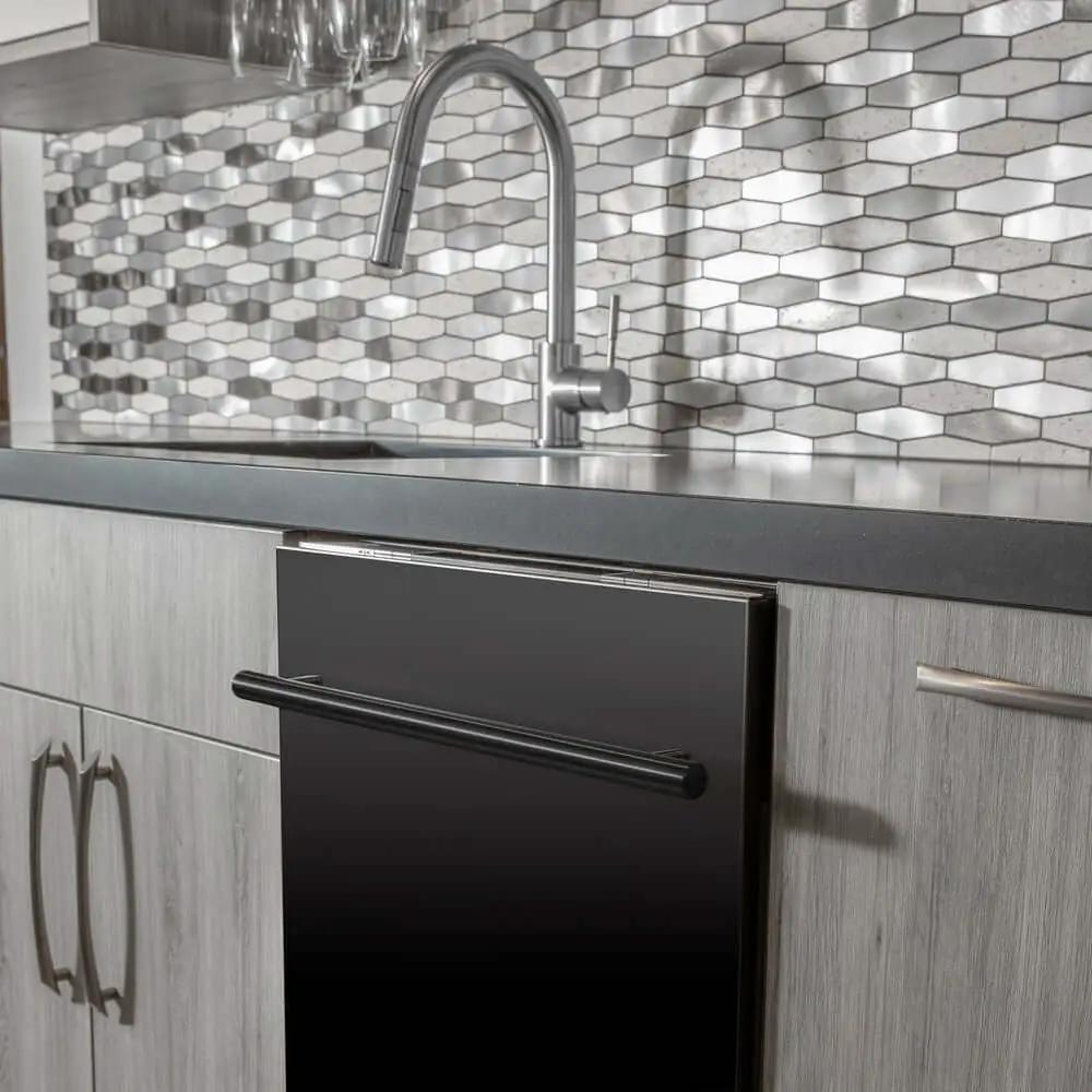 ZLINE 24" Dishwasher In Black Stainless Steel, Stainless Tub, Modern Style Handle DW-BS-H-24 by Farmhouse Kitchen and Bath