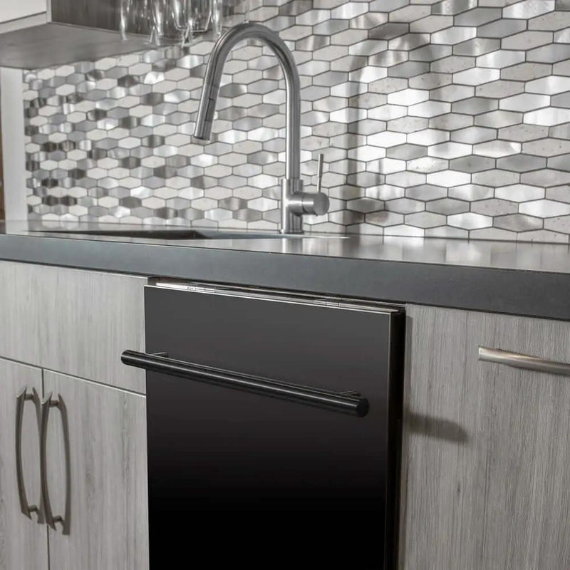 ZLINE 24" Dishwasher In Black Stainless Steel, Stainless Tub, Modern Style Handle DW-BS-H-24 by Farmhouse Kitchen and Bath