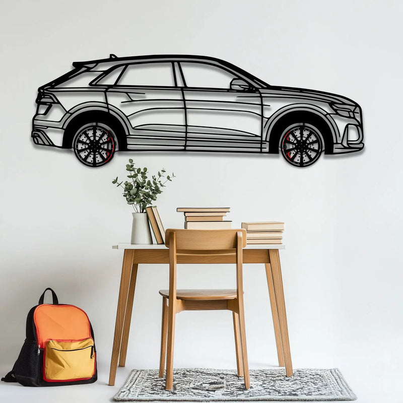 Audi Q8 Metal Car Wall Art with Rotating Wheels - Handmade Luxury SUV Silhouette Decor - Automotive Wall Art for Petrolheads - KAFMEKA095 by Enova Art