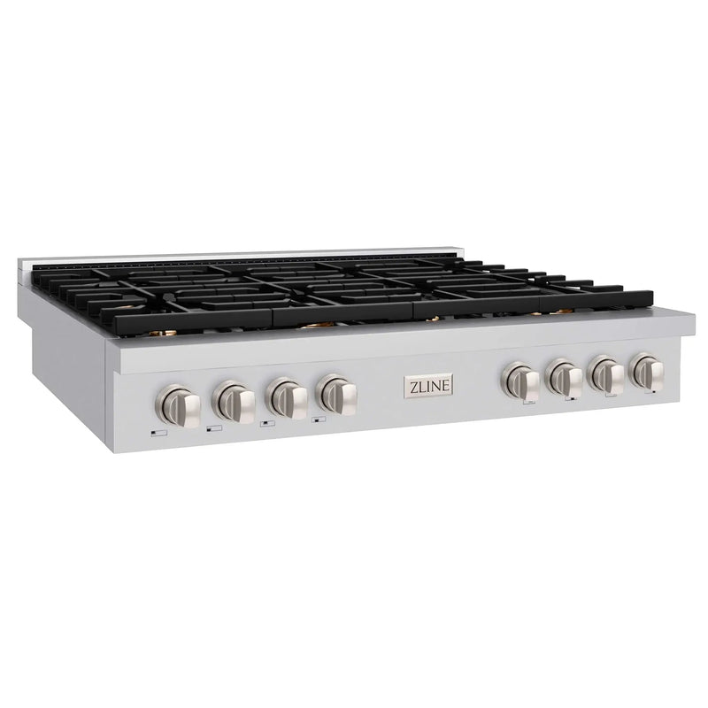 ZLINE 48" Paramount Gas Rangetop Stainless Steel Brass Burners SRT-BR-48 by Farmhouse Kitchen and Bath