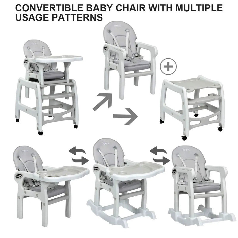 3-in-1 Baby High Chair with Lockable Universal Wheels by DirectDeals